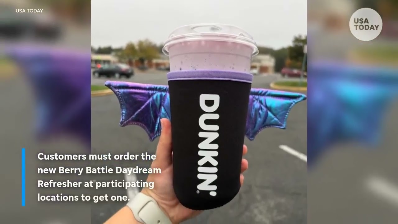 Dunkin' giving away a Bat Cup Sleeve. Check out the spooky freebie.