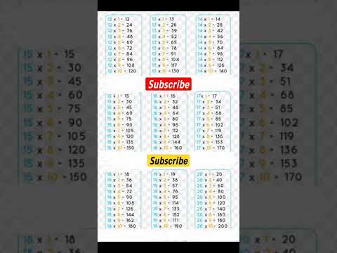 Multiplication Table 12 to 20 #table #12to20tables #maths #math#shorts#ytshorts #viral #mathematics