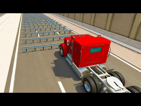 Cars VS Numerous Guardrails | BeamNG.Drive