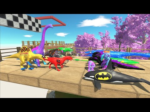 SPEED CHAMPIONS RACE SUPER POWER UP DINOSAURS SAKURA DEATH RUN - Animal Revolt Battle Simulator
