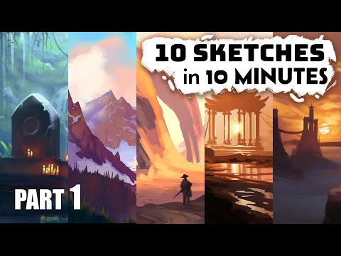 10 Sketches In 10 Minutes | Digital Speed Paint Timelapse | Concept Art