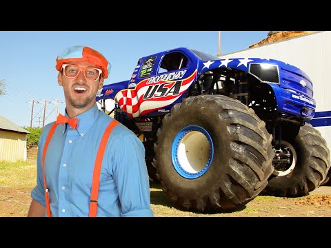 Blippi Learns Shapes, Colors, Numbers With Monster Trucks & The Monster Truck Song | Educational