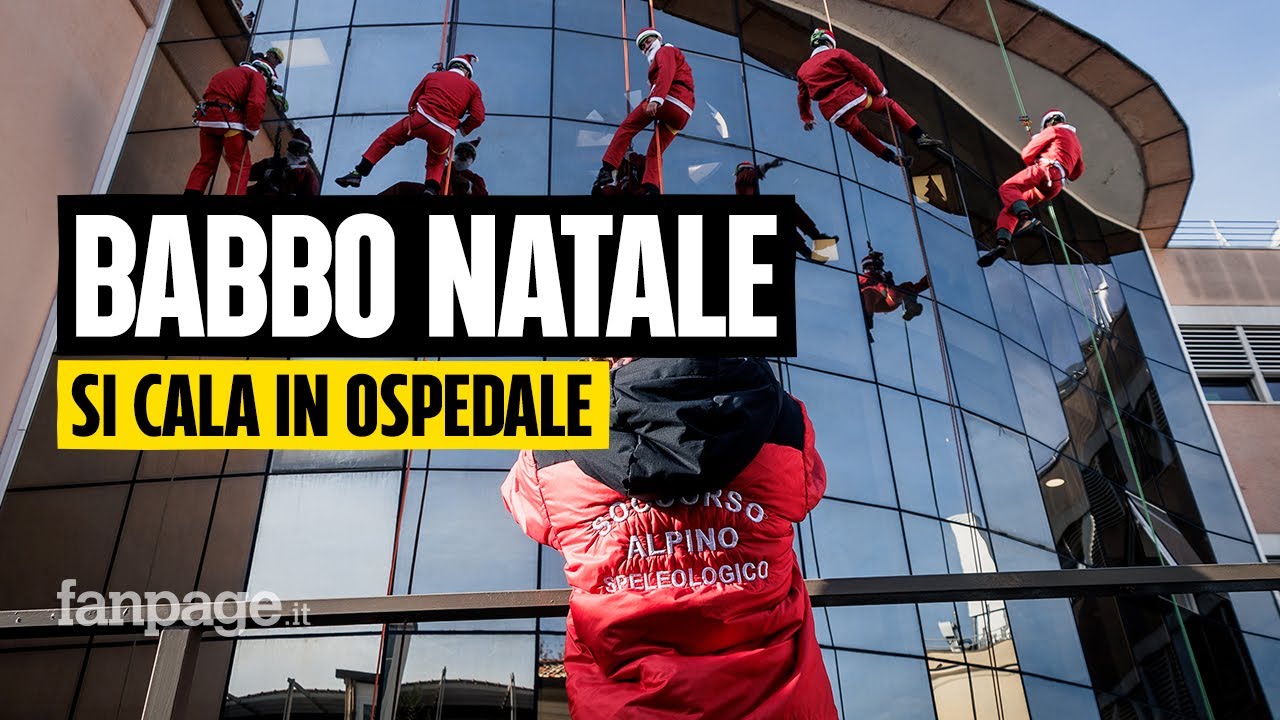 Al Bambino Gesù di Roma Babbo Natale si cala dall’alto: lo spettacolo dei soccorritori del CNSAS