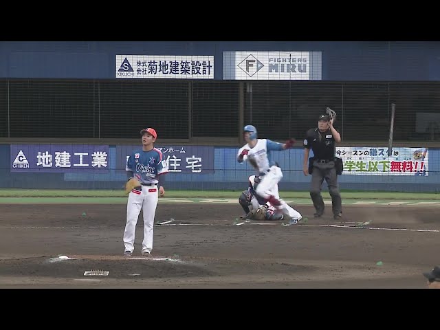 【ファーム】逆方向への大きな一発!! ファイターズ・江越大賀のソロホームランで追加点!! 2024年4月21日 北海道日本ハムファイターズ 対 オイシックス新潟アルビレックスBC