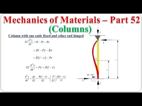 Mechanics of Materials - Part 52 (Columns -One end fixed & other end hinged) | BME301