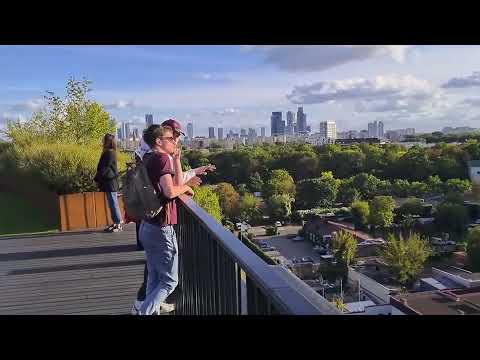 Warsaw Forest rondo Radosława, Babka ogród i taras widokowy.Poland, Polska Warszawa, garden,panorama