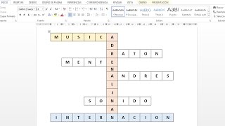 Como hacer un crucigrama en  word 2013