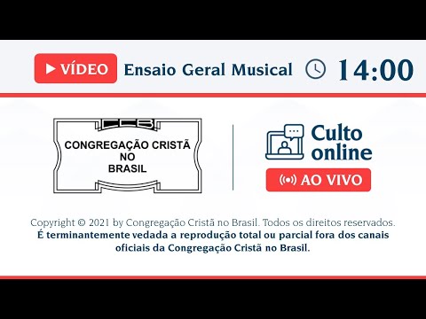 Ensaio Geral Musical (Vídeo) - DOM - 16/05/21 14:00 - Salmos 147
