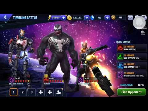 Marvel Future Fight -- Level 40 Ultron crushes level 50 Venom