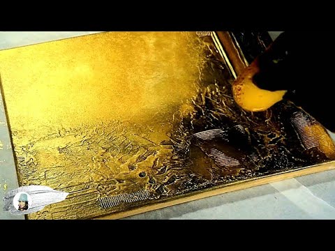 How to Create MIND-BLOWING GOLD Textured Art with a Sponge: Textured Abstract Art Tutorial (501)