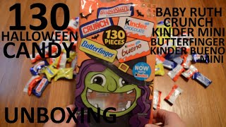 Unboxing 130 Pieces Halloween Candy Butterfinger, Crunch, Baby Ruth, Kinder Mini & Kinder Bueno Mini