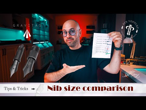 Gravitas steel nibs - size comparison | Extra Fine to Broad - 6 vs 8 |
