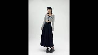 Niji Smile - High Rise A-Line Pleated Maxi Skirt