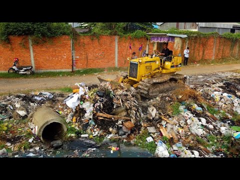 Fantastic Start New Action! Land Filling, Garbage Dump & Clear Trash Into Water By Skills D31p Dozer