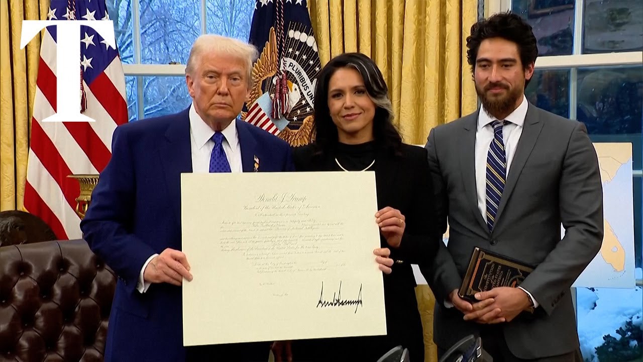 Tulsi Gabbard sworn in by Donald Trump as US intelligence chief