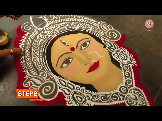 Portrait rangoli design goddess by shanthi sridharan