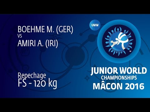 Repechage FS - 120 kg: A. AMIRI (IRI) df. M. BOEHME (GER), 6-0
