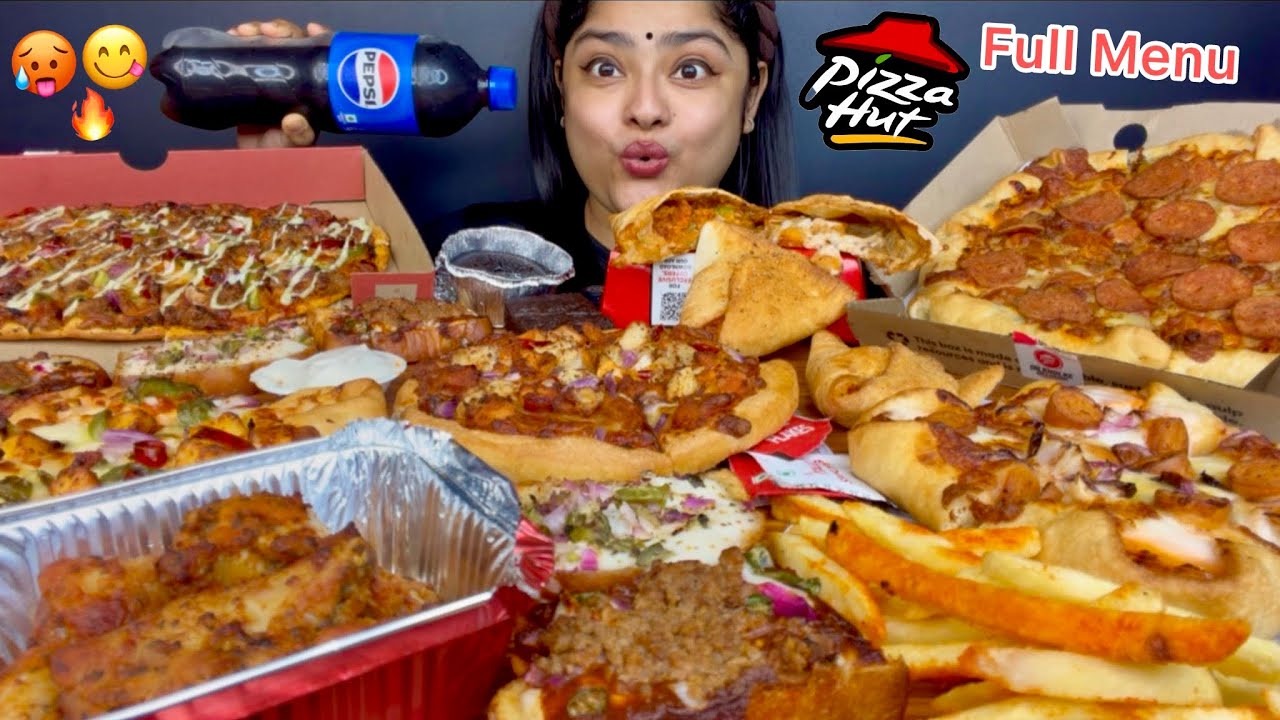 PIZZA HUT FULL MENU‼️ CHICKEN PEPPERONI CHEESE PIZZA, CHICKEN WINGS, CHICKEN KEEMA FLAT PIZZA, ASMR