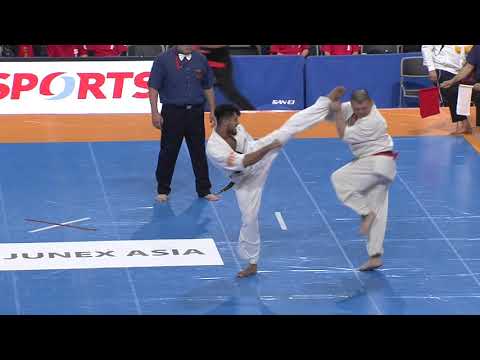 【新極真会】Court1 1st Round2 man Desmond Woei Yow Chong  vs Ali Hayder The 12th World Karate Championship