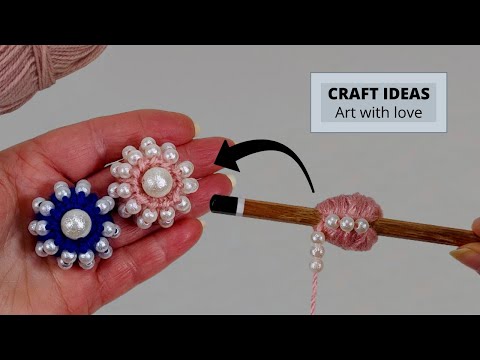 Superb Woolen Flower Making Trick Using Pencil - Hand Embroidery Amazing Flower Design - Sewing Hack