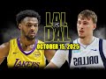 Los Angeles Lakers Vs Dallas Mavericks Full Game Highlights October 15 2025 NBA Preseason