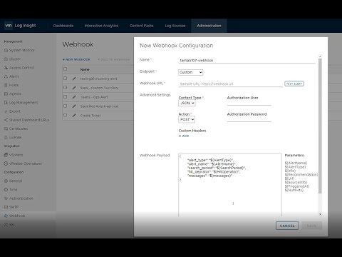 TAM Lab 107 - Configuring Webhooks with vRealize Operations and Log Insight