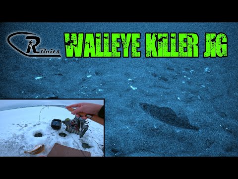Walleye Ice Fishing with CR Baits Tungsten Jig &amp; Soft Plastic (Crazy Underwater Action)