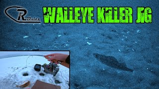 Walleye Ice Fishing with CR Baits Tungsten Jig &amp; Soft Plastic (Crazy Underwater Action)