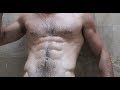 Hairy stud in shower