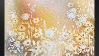 Reverse Stenciling Luminous Flowers in WATERCOLOR - 316