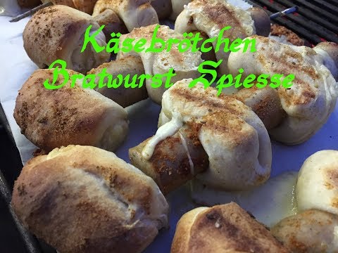 Käsebrötchen Bratwurst Spiesse