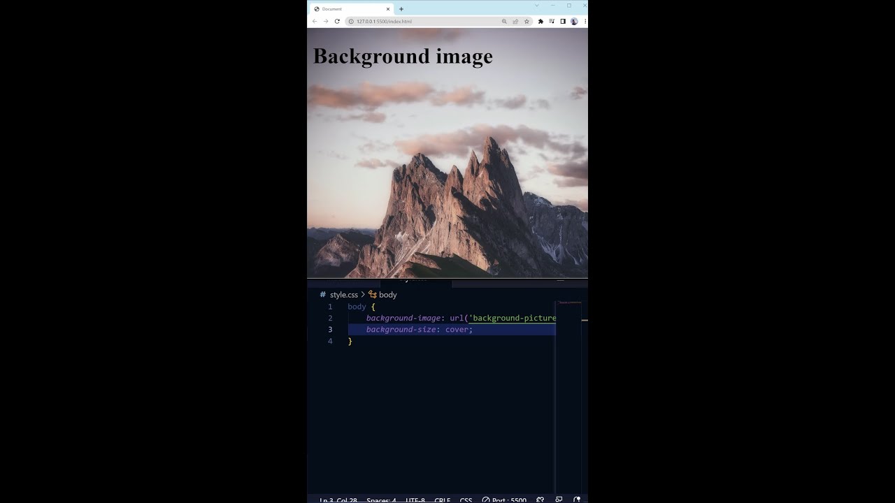 CSS Tutorial - Scaling Background Image #shorts #html #htmlcss #programming #coding #webdeveloper