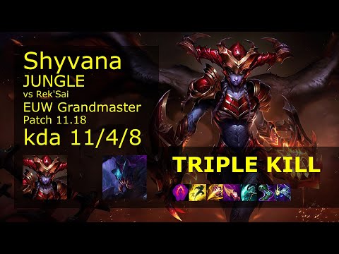Shyvana Jungle vs Rek'Sai - EUW Grandmaster 11/4/8 Patch 11.18 Gameplay