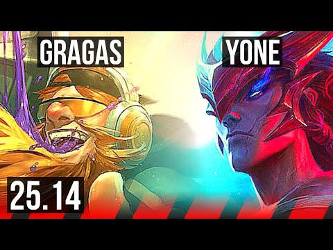 GRAGAS vs YONE (TOP) | 38k DMG | KR Master | 25.14