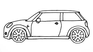 ‏How to Draw Mini Cooper Sports Car - Easy Cars Drawing - Mini Cooper Araba Çizimi
