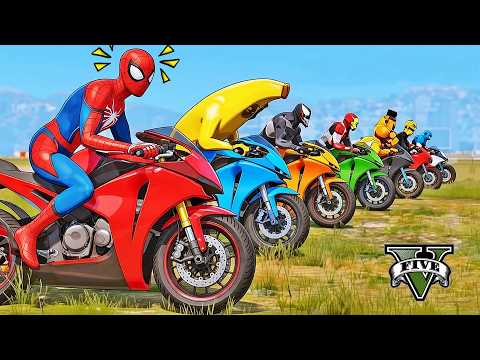 HOMEM ARANHA e AMIGOS SALTO COM MOTO! MOTOS COM SPIDERMAN!
