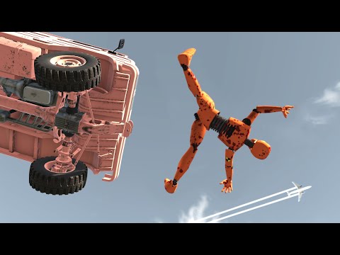 Cars Hitting Crash Test Zombies in Car Jump Arena – Part 1 – BeamNG Drive | Demolition Republic