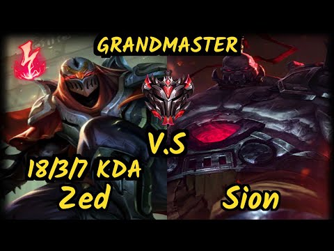 MSF.P LlDER (ZED) vs SION - 18/3/7 KDA TOP GAMEPLAY - EUW Ranked GRANDMASTER v9.6