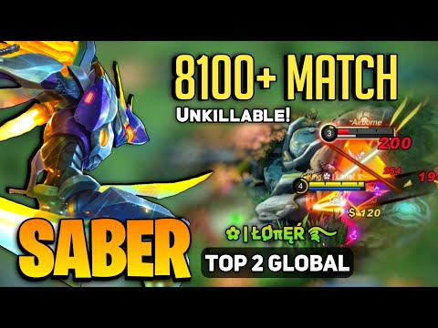 SABER 8100+ MATCH! Perfect Gameplay [ Top Global Saber Best Build ] ✿ | Łøπęŕ ࿐ - Mobile Legends
