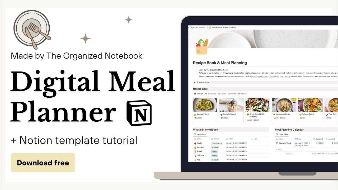 Easy Digital Meal Planning? (+ Free Notion Recipe Book & Meal Planner Template Guide)