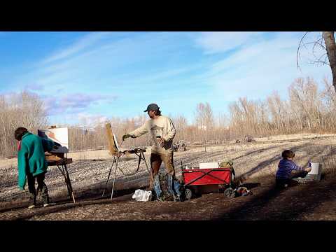 Painting with my Boys along the river