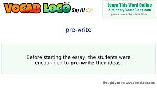 Video thumbnail for pre-write