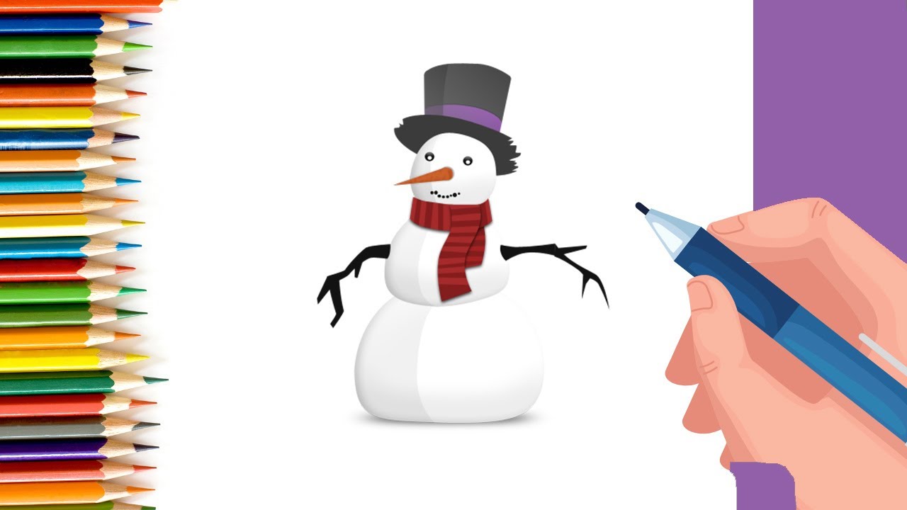 How to draw Draw Snowman for Kids