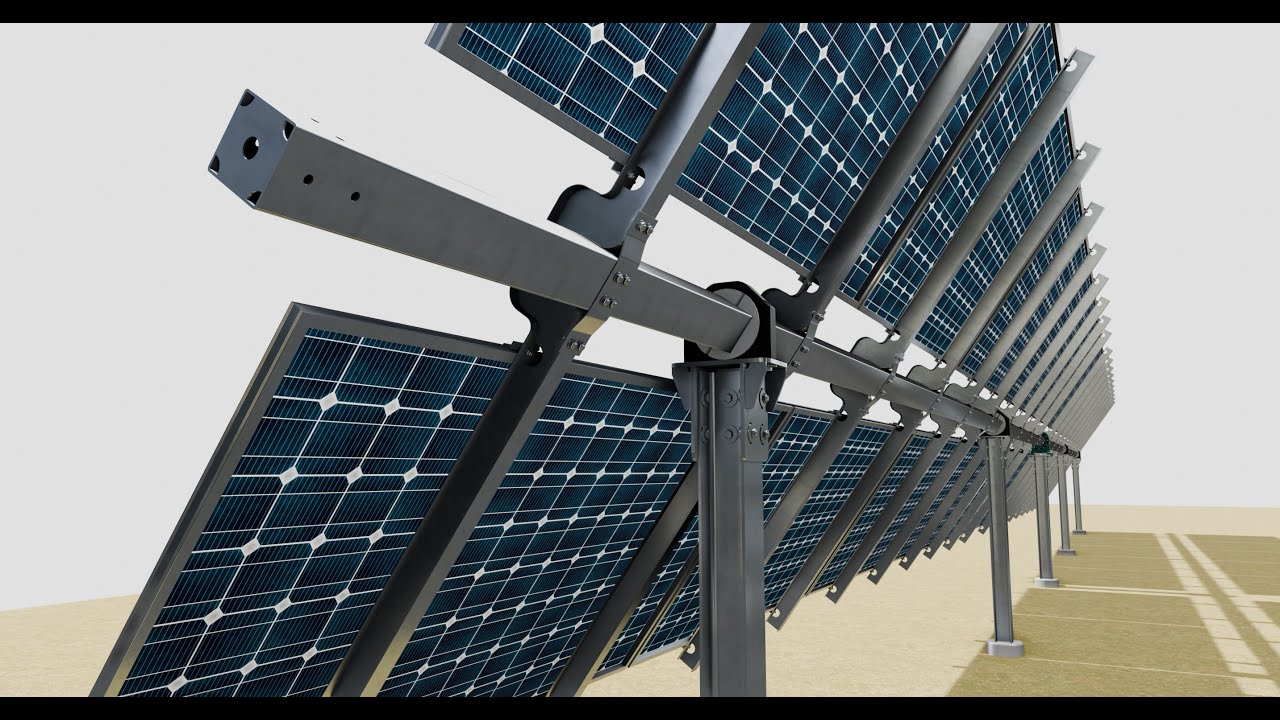 Solar Tracker Table 2x5x2-55-0-55 Degree 3D Model