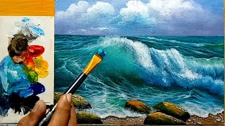 Download lagu Beautiful Seascape Painting ‼️ Melukis Ombak Lautan Yang Indah ‼️ Acrylic Painting.174 mp3