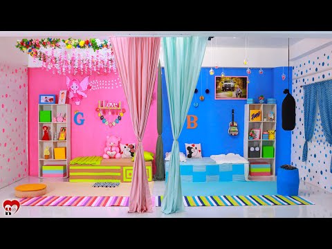 2 Sisters ❤️ BedRoom Makeover - On Her Choice[Pink & Blue] 👉(Most Beautiful) #Love #Fun