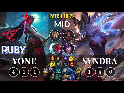 RW Ruby Yone vs Syndra Mid - KR Patch 10.22