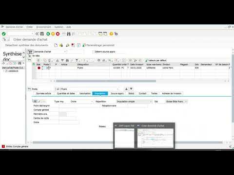 Transaction SAP ME51N - Création d'une demande d'achat