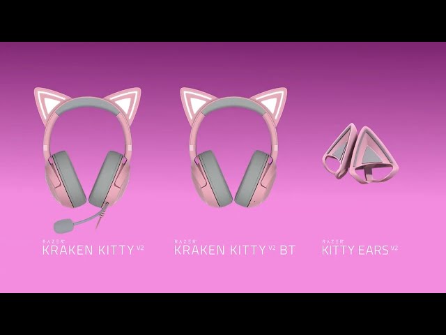 Cuffie da gioco RGB wireless Kraken Kitty BT V2 Quartz Edition Rosa video