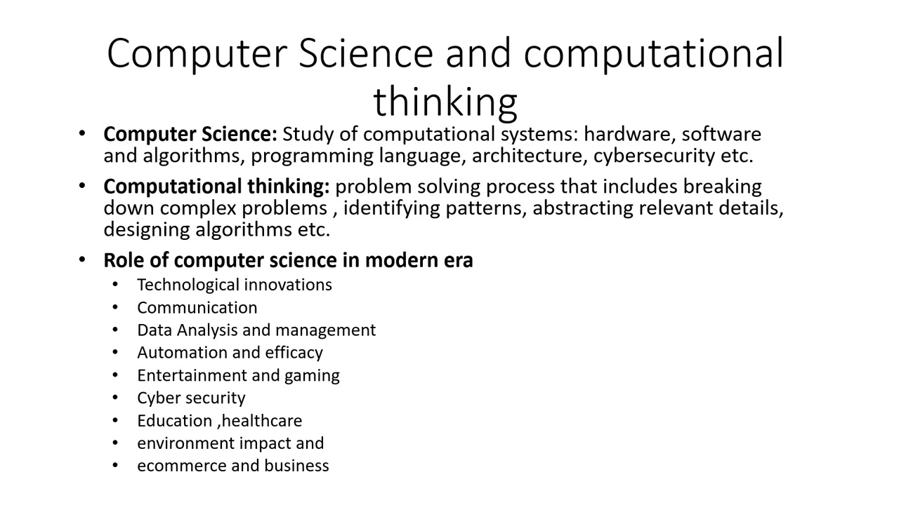 Module 4 Computer science and computational thinking